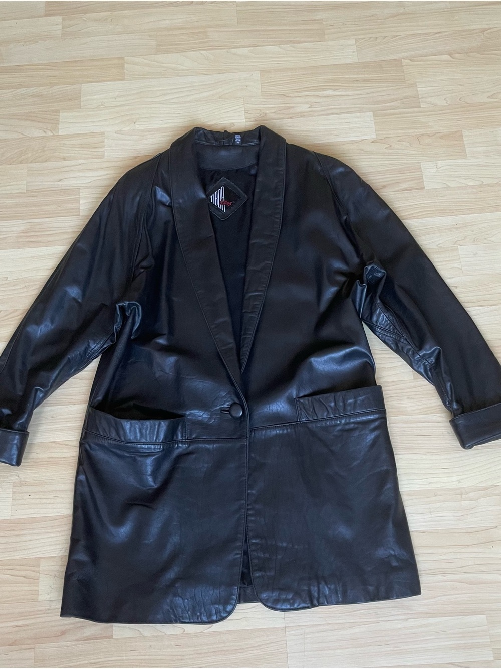 Vintage Tirga Black Genuine Leather Blazer Jacket Petite XS 90